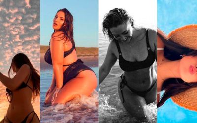 Poses para fotos en la playa