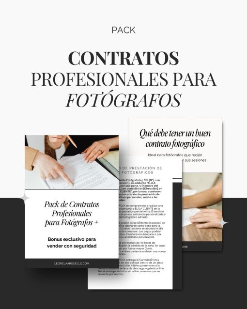 pack de contratos profesionales para fotografos